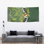Aussie Kokaburra Golden Wattle Christmas Tapestry Aboriginal Dots Painting Green Motif - Aussie Hoodie
