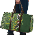Aussie Kokaburra Golden Wattle Christmas Travel Bag Aboriginal Dots Painting Green Motif - Aussie Hoodie