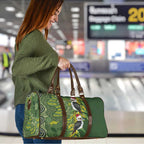 Aussie Kokaburra Golden Wattle Christmas Travel Bag Aboriginal Dots Painting Green Motif - Aussie Hoodie