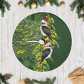 Aussie Kokaburra Golden Wattle Christmas Tree Skirt Aboriginal Dots Painting Green Motif - Aussie Hoodie
