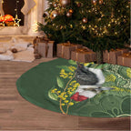 Aussie Kokaburra Golden Wattle Christmas Tree Skirt Aboriginal Dots Painting Green Motif - Aussie Hoodie