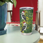 Aussie Kokaburra Golden Wattle Christmas Tumbler Cup Aboriginal Dots Painting Green Motif - Aussie Hoodie