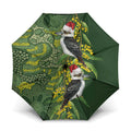 Aussie Kokaburra Golden Wattle Christmas Umbrella Aboriginal Dots Painting Green Motif - Aussie Hoodie