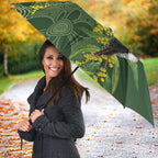Aussie Kokaburra Golden Wattle Christmas Umbrella Aboriginal Dots Painting Green Motif - Aussie Hoodie
