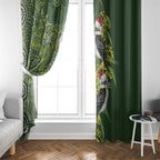 Aussie Kokaburra Golden Wattle Christmas Window Curtain Aboriginal Dots Painting Green Motif - Aussie Hoodie