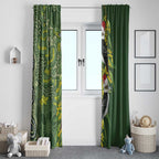 Aussie Kokaburra Golden Wattle Christmas Window Curtain Aboriginal Dots Painting Green Motif - Aussie Hoodie