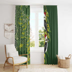 Aussie Kokaburra Golden Wattle Christmas Window Curtain Aboriginal Dots Painting Green Motif - Aussie Hoodie
