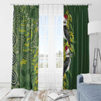 Aussie Kokaburra Golden Wattle Christmas Window Curtain Aboriginal Dots Painting Green Motif - Aussie Hoodie