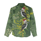 Aussie Kokaburra Golden Wattle Christmas Women Casual Shirt Aboriginal Dots Painting Green Motif - Aussie Hoodie