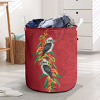 Aussie Kokaburra Golden Wattle Christmas Laundry Basket Aboriginal Dots Painting Red Motif - Aussie Hoodie