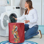 Aussie Kokaburra Golden Wattle Christmas Laundry Basket Aboriginal Dots Painting Red Motif - Aussie Hoodie