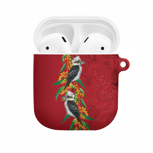 Aussie Kokaburra Golden Wattle Christmas AirPods Case Aboriginal Dots Painting Red Motif - Aussie Hoodie
