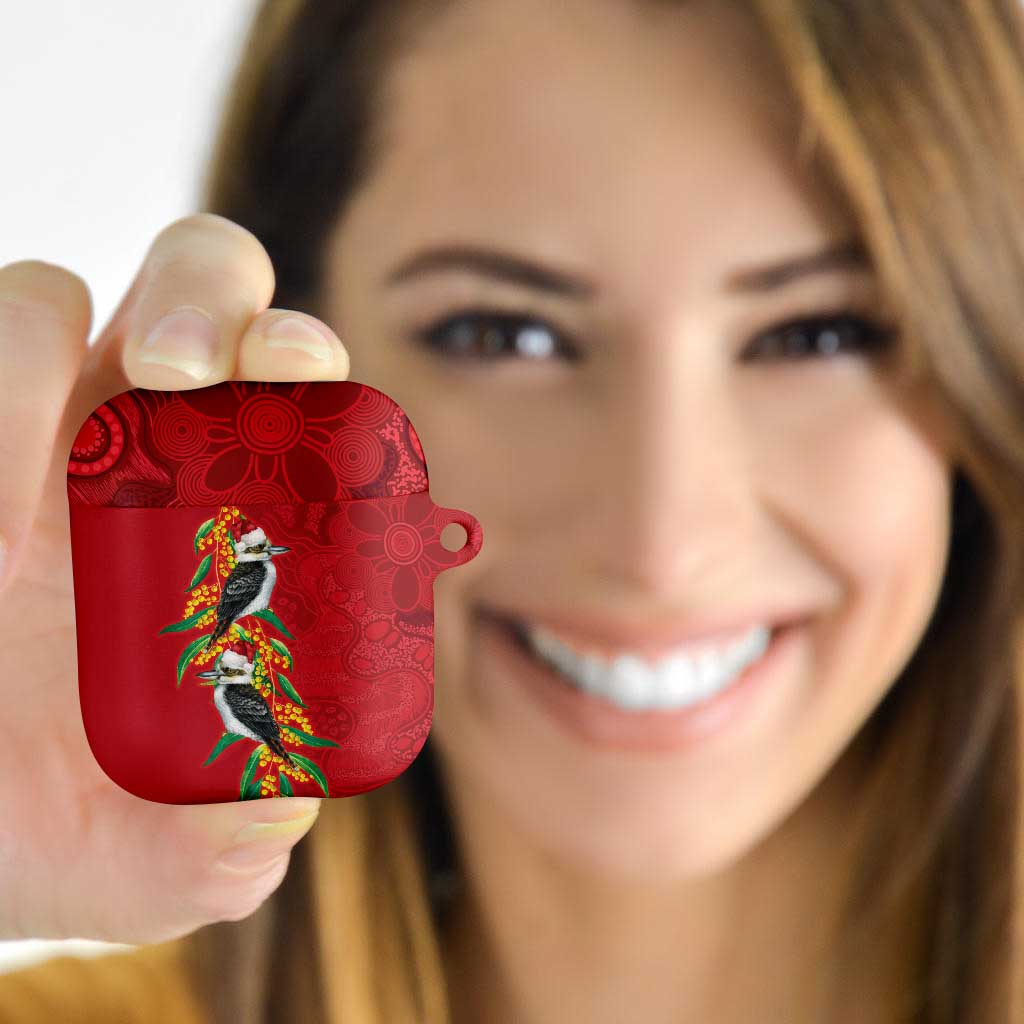 Aussie Kokaburra Golden Wattle Christmas AirPods Case Aboriginal Dots Painting Red Motif - Aussie Hoodie