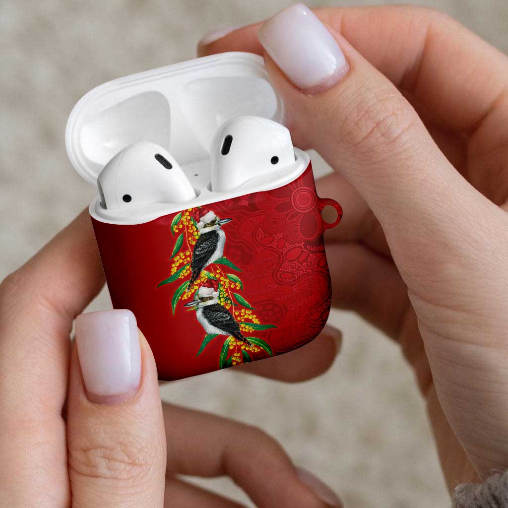 Aussie Kokaburra Golden Wattle Christmas AirPods Case Aboriginal Dots Painting Red Motif - Aussie Hoodie