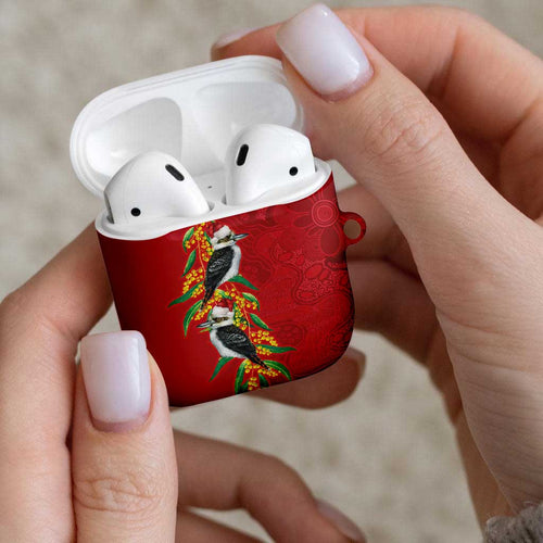 Aussie Kokaburra Golden Wattle Christmas AirPods Case Aboriginal Dots Painting Red Motif - Aussie Hoodie