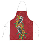 Aussie Kokaburra Golden Wattle Christmas Apron Aboriginal Dots Painting Red Motif - Aussie Hoodie