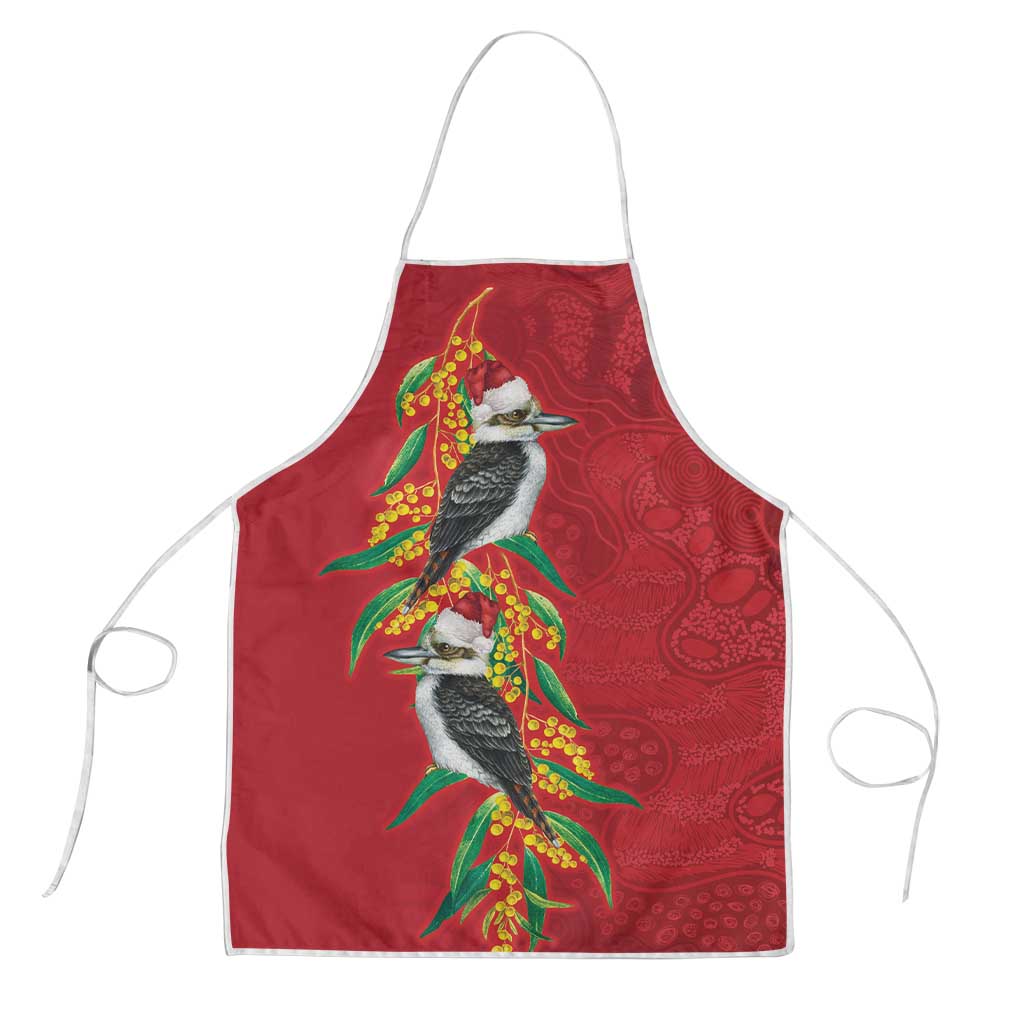 Aussie Kokaburra Golden Wattle Christmas Apron Aboriginal Dots Painting Red Motif - Aussie Hoodie