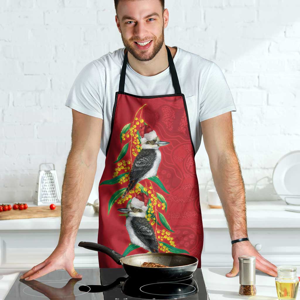 Aussie Kokaburra Golden Wattle Christmas Apron Aboriginal Dots Painting Red Motif - Aussie Hoodie