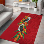 Aussie Kokaburra Golden Wattle Christmas Area Rug Aboriginal Dots Painting Red Motif - Aussie Hoodie