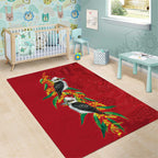Aussie Kokaburra Golden Wattle Christmas Area Rug Aboriginal Dots Painting Red Motif - Aussie Hoodie