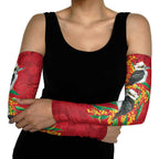 Aussie Kokaburra Golden Wattle Christmas Arm Sleeves Aboriginal Dots Painting Red Motif - Aussie Hoodie