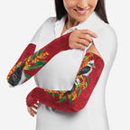 Aussie Kokaburra Golden Wattle Christmas Arm Sleeves Aboriginal Dots Painting Red Motif - Aussie Hoodie