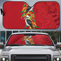 Aussie Kokaburra Golden Wattle Christmas Auto Sun Shade Aboriginal Dots Painting Red Motif - Aussie Hoodie