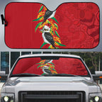 Aussie Kokaburra Golden Wattle Christmas Auto Sun Shade Aboriginal Dots Painting Red Motif - Aussie Hoodie