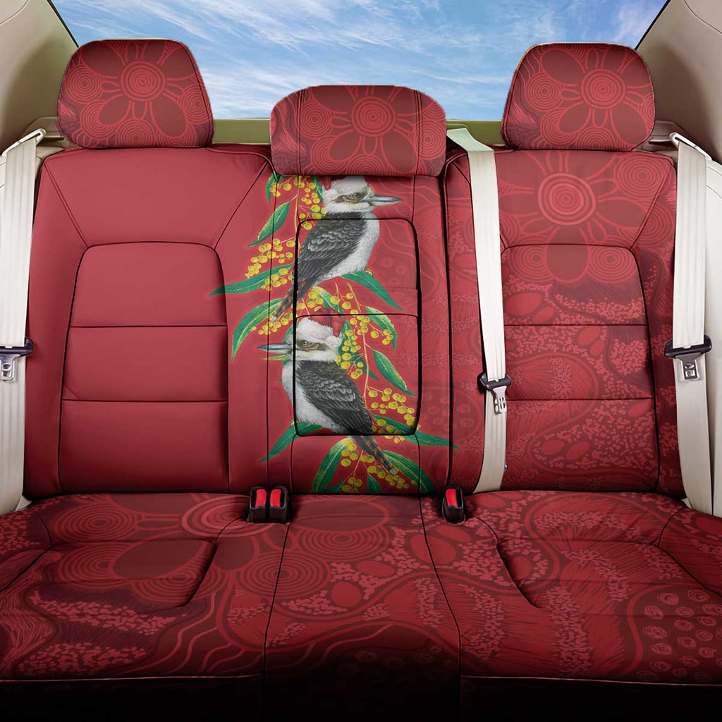 Aussie Kokaburra Golden Wattle Christmas Back Car Seat Cover Aboriginal Dots Painting Red Motif - Aussie Hoodie