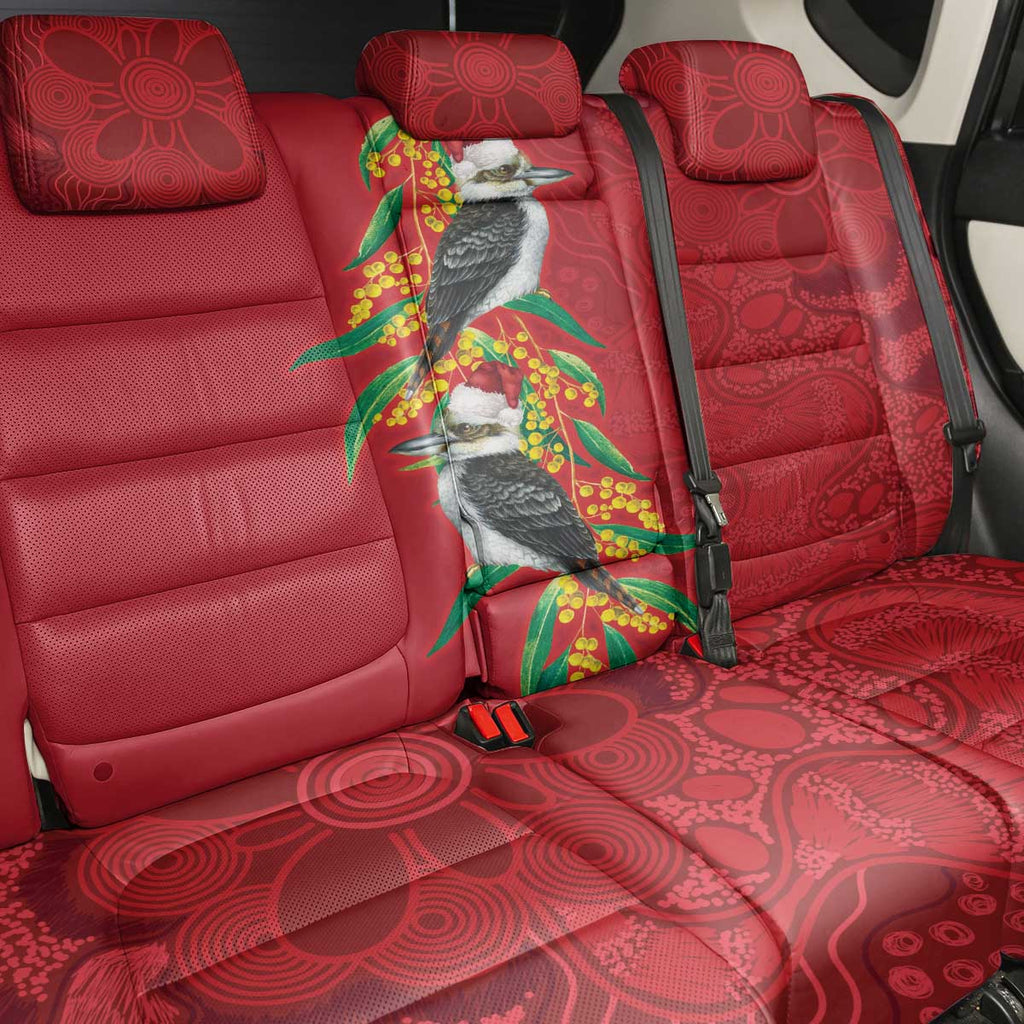 Aussie Kokaburra Golden Wattle Christmas Back Car Seat Cover Aboriginal Dots Painting Red Motif - Aussie Hoodie