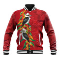 Aussie Kokaburra Golden Wattle Christmas Baseball Jacket Aboriginal Dots Painting Red Motif - Aussie Hoodie