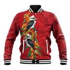 Aussie Kokaburra Golden Wattle Christmas Baseball Jacket Aboriginal Dots Painting Red Motif - Aussie Hoodie