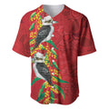 Aussie Kokaburra Golden Wattle Christmas Baseball Jersey Aboriginal Dots Painting Red Motif - Aussie Hoodie