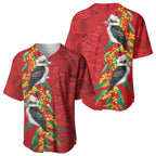Aussie Kokaburra Golden Wattle Christmas Baseball Jersey Aboriginal Dots Painting Red Motif - Aussie Hoodie