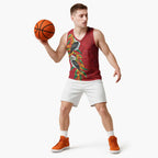 Aussie Kokaburra Golden Wattle Christmas Basketball Jersey Aboriginal Dots Painting Red Motif - Aussie Hoodie