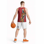 Aussie Kokaburra Golden Wattle Christmas Basketball Jersey Aboriginal Dots Painting Red Motif - Aussie Hoodie