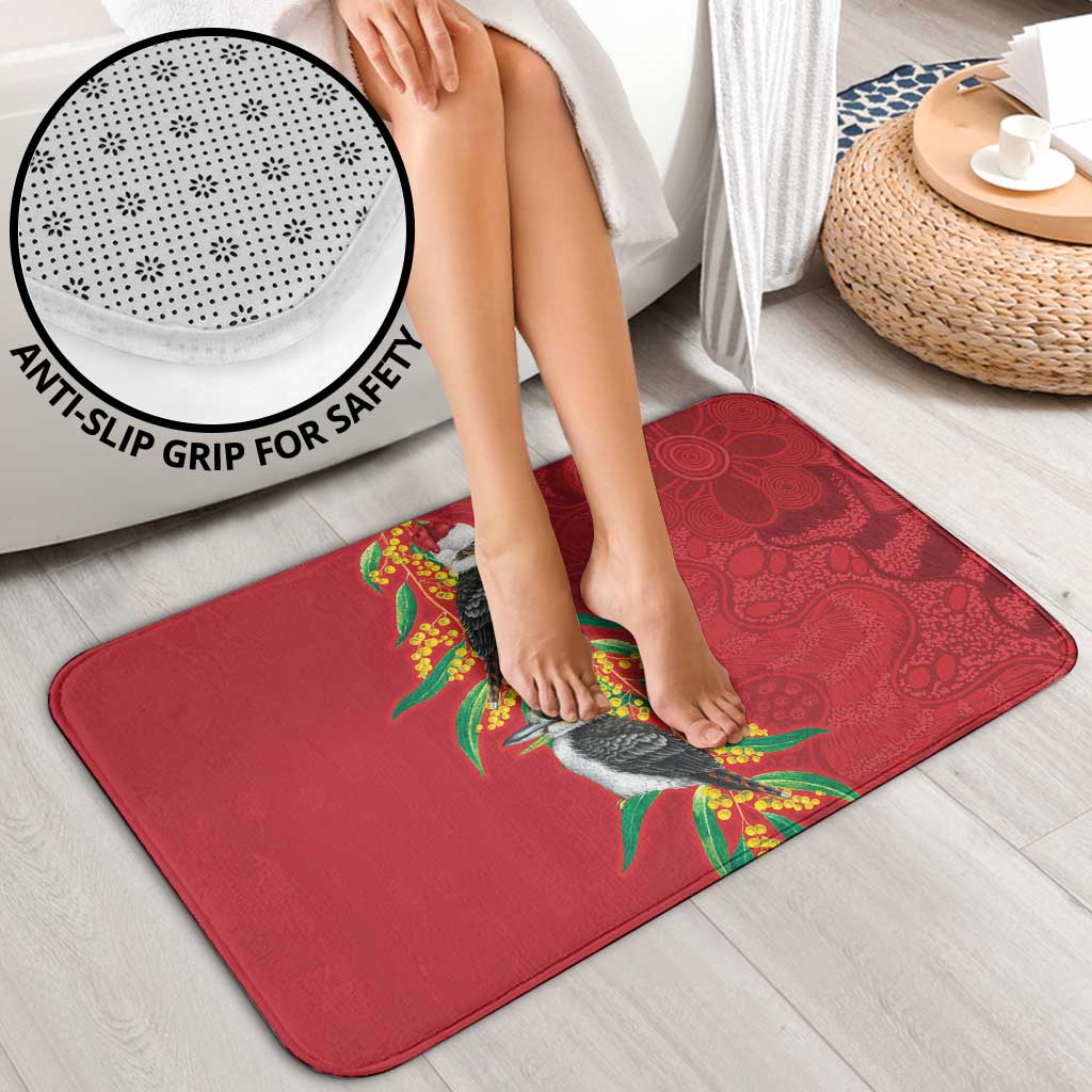 Aussie Kokaburra Golden Wattle Christmas Bathroom Set Aboriginal Dots Painting Red Motif - Aussie Hoodie
