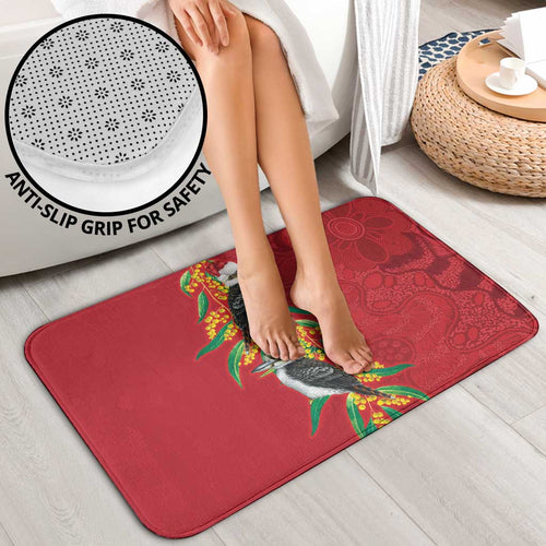 Aussie Kokaburra Golden Wattle Christmas Bathroom Set Aboriginal Dots Painting Red Motif - Aussie Hoodie
