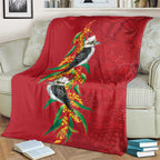 Aussie Kokaburra Golden Wattle Christmas Blanket Aboriginal Dots Painting Red Motif - Aussie Hoodie