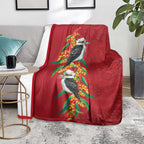 Aussie Kokaburra Golden Wattle Christmas Blanket Aboriginal Dots Painting Red Motif - Aussie Hoodie