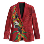 Aussie Kokaburra Golden Wattle Christmas Blazer Aboriginal Dots Painting Red Motif - Aussie Hoodie