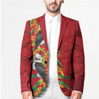 Aussie Kokaburra Golden Wattle Christmas Blazer Aboriginal Dots Painting Red Motif - Aussie Hoodie