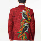 Aussie Kokaburra Golden Wattle Christmas Blazer Aboriginal Dots Painting Red Motif - Aussie Hoodie