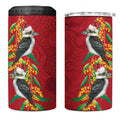 Aussie Kokaburra Golden Wattle Christmas 4 in 1 Can Cooler Tumbler Aboriginal Dots Painting Red Motif - Aussie Hoodie
