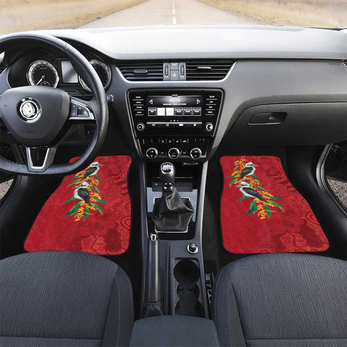 Aussie Kokaburra Golden Wattle Christmas Car Mats Aboriginal Dots Painting Red Motif - Aussie Hoodie
