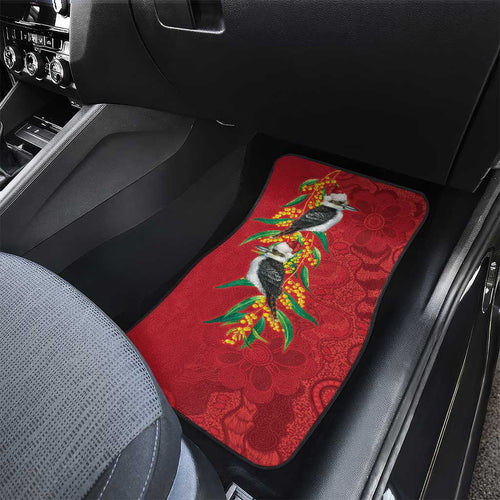 Aussie Kokaburra Golden Wattle Christmas Car Mats Aboriginal Dots Painting Red Motif - Aussie Hoodie