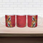 Aussie Kokaburra Golden Wattle Christmas Ceramic Mug Aboriginal Dots Painting Red Motif - Aussie Hoodie