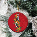 Aussie Kokaburra Golden Wattle Christmas Ceramic Ornament Aboriginal Dots Painting Red Motif - Aussie Hoodie
