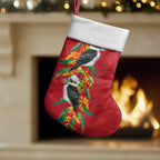 Aussie Kokaburra Golden Wattle Christmas Stocking Aboriginal Dots Painting Red Motif - Aussie Hoodie