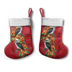 Aussie Kokaburra Golden Wattle Christmas Stocking Aboriginal Dots Painting Red Motif - Aussie Hoodie